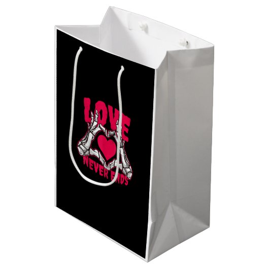 Grappige Valentijnsdag skelet hart handen Medium Cadeauzakje (Voorkant Gekanteld)