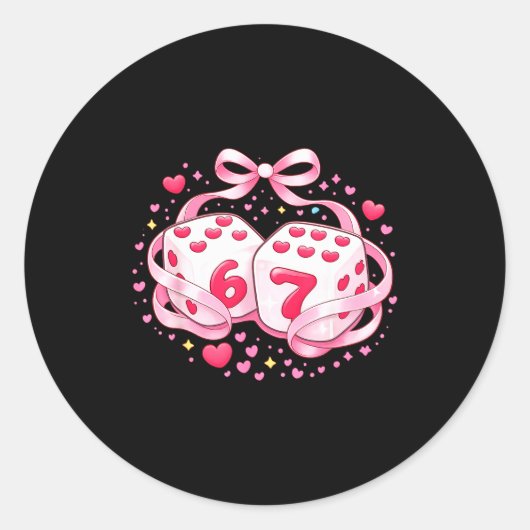 Grappige Valentijnsdobbelstenen 6 7 Preppy 67 Zes  Ronde Sticker (Voorkant)