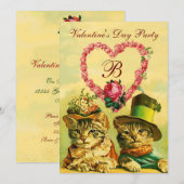 GRAppige VALENTIJNSE DAG KATTEN, ROZE ROOS HART RS Kaart (Voorkant / Achterkant)