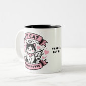 Grappige Valentijnse katten, mijn kat keurt het af Tweekleurige Koffiemok (Voorkant links)