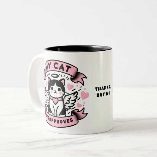 Grappige Valentijnse katten, mijn kat keurt het af Tweekleurige Koffiemok (Voorkant links)