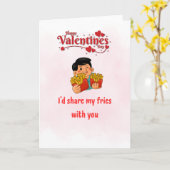 Grappige Valentijnskaart – Ik Deel Mijn Frites Met Kaart (Gele Bloem)
