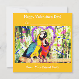 Grappige Valentijnskaart met papegaaien voor kinde Feestdagenkaart