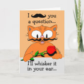 Grappige Valentijnskaart Snor Baard Kat Kaart (Voorkant)