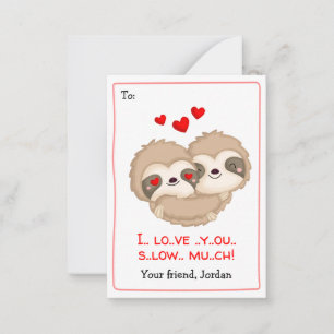 Grappige Valentijnskaarten voor Kinderen op School Notitiekaartje