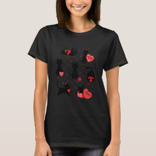 Grappige Valentijnske Kat Liefhebbers Hartjes Cute T-shirt