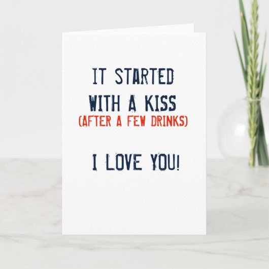 grappige valentine HET BEGINDE MET EEN KUS Feestdagen Kaart (Voorkant)