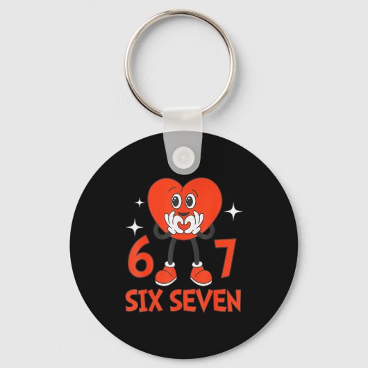 Grappige Valentines Zes Zeven Harten 6 7 Meme Jong Sleutelhanger (Voorkant)