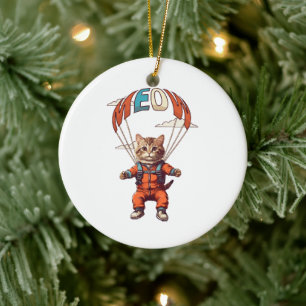 Grappige valkat uit vliegtuig keramisch ornament