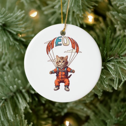 Grappige valkat uit vliegtuig keramisch ornament (Boom)