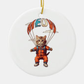 Grappige valkat uit vliegtuig keramisch ornament (Voorkant)