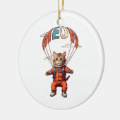 Grappige valkat uit vliegtuig keramisch ornament (Links)