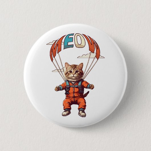 Grappige valkat uit vliegtuig ronde button 5,7 cm (Voorkant)