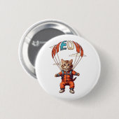 Grappige valkat uit vliegtuig ronde button 5,7 cm (Voorkant /achterkant)