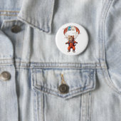 Grappige valkat uit vliegtuig ronde button 5,7 cm (In situ)