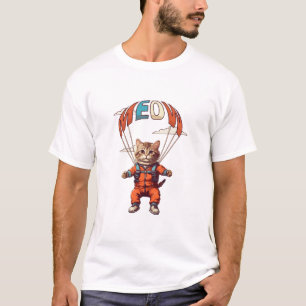 Grappige valkat uit vliegtuig t-shirt