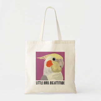 Grappige valkparkiet Kleine vogel Grote houding Po Tote Bag