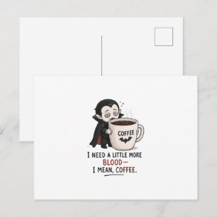 Grappige Vampier Koffie Halloween Illustratie Briefkaart