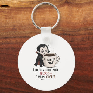 Grappige Vampier Koffie Halloween Illustratie Sleutelhanger