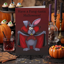 Grappige Vampier Konijn Trick or Treat Halloween Kaart