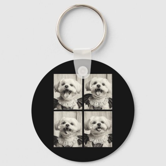 Grappige vampier Maltezer Y Cute hond Halloween ko Sleutelhanger (Voorkant)