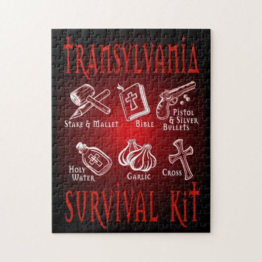 Grappige Vampier Transsylvanië Overlevingskit Legpuzzel (Verticaal)