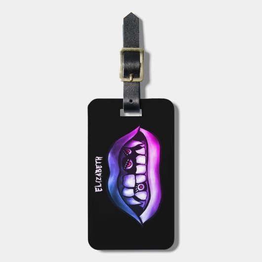 Grappige Vampire Fangs Halloween Bagagelabel (Voorkant verticaal)