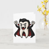 Grappige Vampire Tand Spooky Halloween Dental Kaart (Gele Bloem)