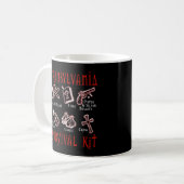 Grappige Vampire Transylvania Survival Kit Koffiemok (Voorkant links)