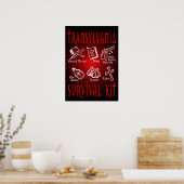 Grappige Vampire Transylvania Survival Kit Poster (Keuken)