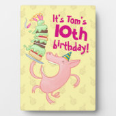 Grappige Varken Naam & Leeftijd Verjaardag Party C Fotoplaat (voorkant)