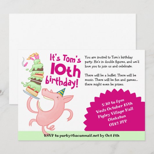 Grappige Varken Naam & Leeftijd Verjaardag Party C Kaart (Voorkant / Achterkant)