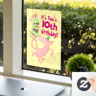 Grappige Varken Naam & Leeftijd Verjaardag Party C Raamsticker