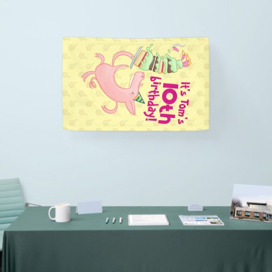 Grappige Varken Naam & Leeftijd Verjaardag Party C Spandoek (Beurs)