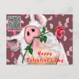 Grappige Varken Valentijnsdag Kaart met QR-code