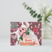 Grappige Varken Valentijnsdag Kaart met QR-code (Staand voorkant)