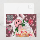 Grappige Varken Valentijnsdag Kaart met QR-code (Voorkant / Achterkant)