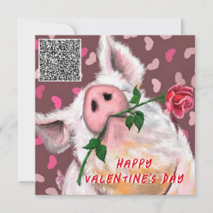 Grappige Varken Valentijnsdag Kaart met QR-code