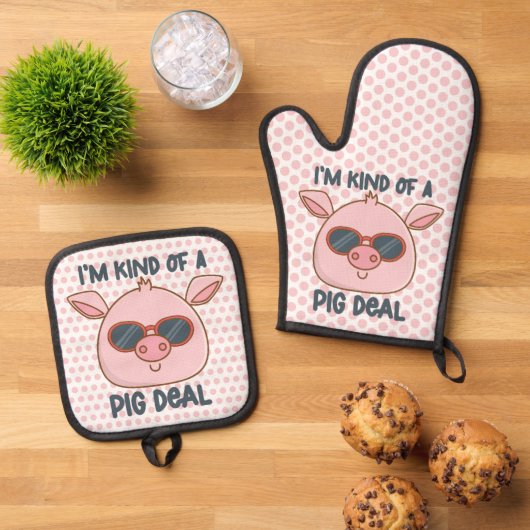 Grappige Varkensgrap Ovenwant & Pannenlap Set (Top down)