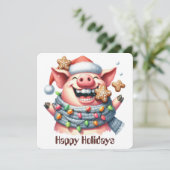 Grappige varkenskaart voor vakantie-uitgaven feestdagenkaart (Staand voorkant)