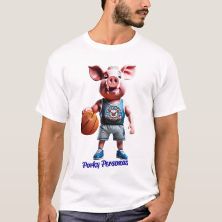 Grappige varkenskarakters van Porky Personas. Bask T-shirt