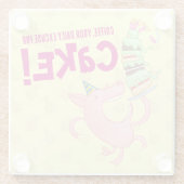 Grappige varkenskoffie dagelijks excuus voor taart glazen onderzetter (Achterkant)