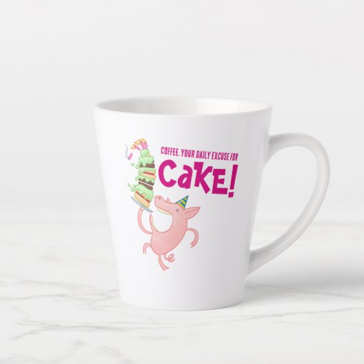 Grappige varkenskoffie dagelijks excuus voor taart latte mok (Rechts)