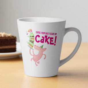 Grappige varkenskoffie dagelijks excuus voor taart latte mok