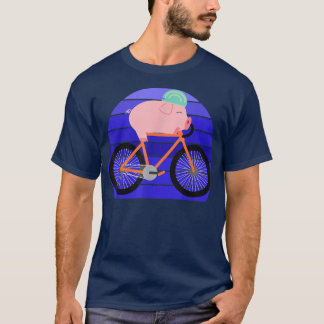 Grappige varkensliefhebber rijdt op een fiets nieu t-shirt