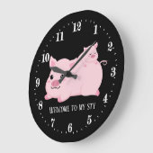 grappige varkensliefhebbers voegen tekst toe grote klok (Hoek)