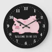grappige varkensliefhebbers voegen tekst toe grote klok (Voorkant)