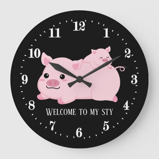 grappige varkensliefhebbers voegen tekst toe grote klok (Voorkant)