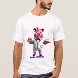 Grappige varkenspersonages van Porky. Ober T-shirt