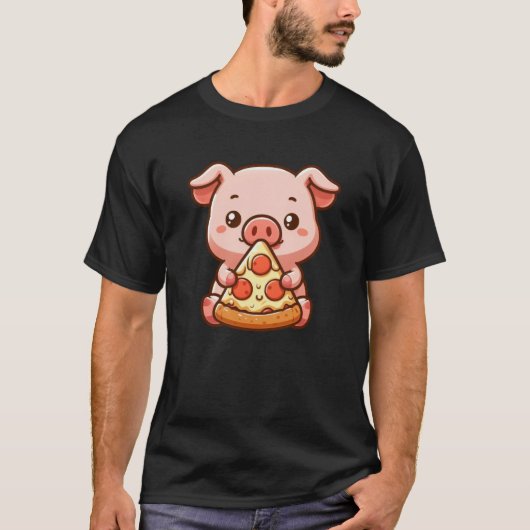Grappige varkenspizza boer cartoon t-shirt (Voorkant)